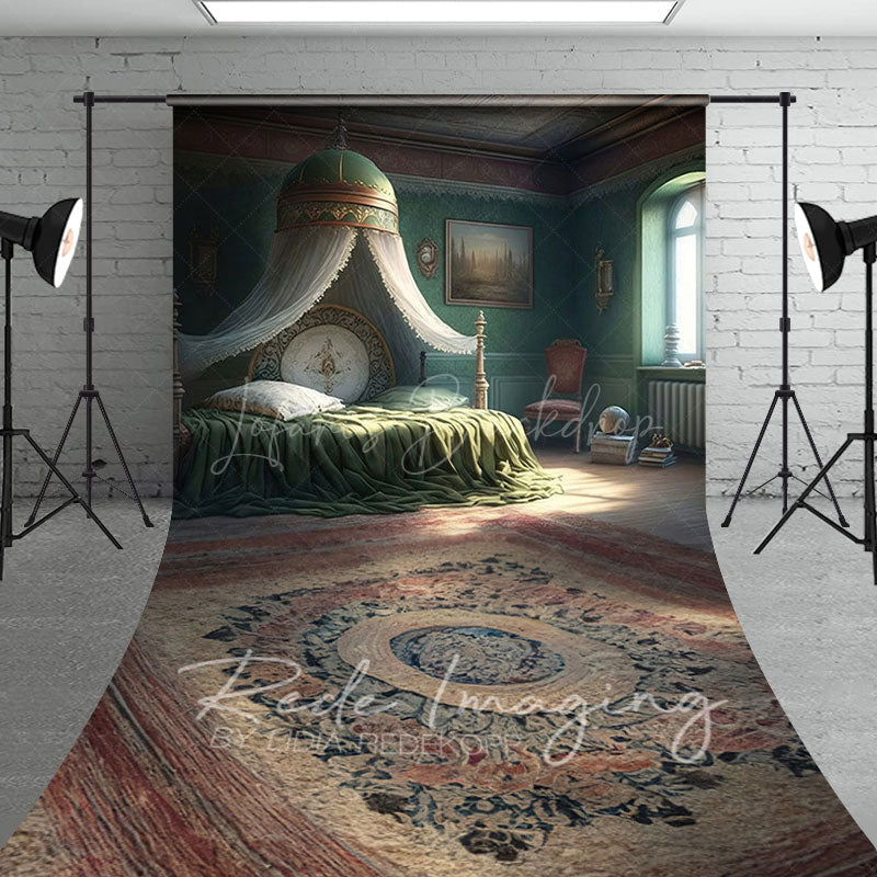 Lofaris Dark Vintage Princess Bedroom Sweep Photo Backdrop