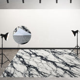 Lofaris Dark White Color Marble Photo Fabric Floor Backdrop