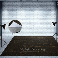 Lofaris Dark Wood Black Retro Fabric Floor Backdrop For Photo