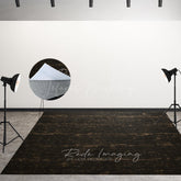 Lofaris Dark Wood Black Retro Fabric Floor Backdrop For Photo