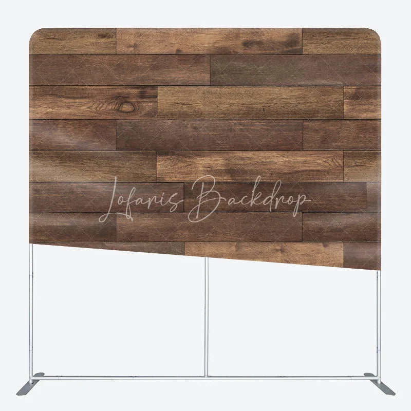 Lofaris Dark Wood Planks Double-Sided Tension Fabric Backdrop Rustic Faux Wooden Wall Farmhouse Photo Booth Background