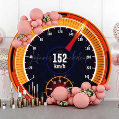 Lofaris Dashboard Display Racing Boy Birthday Round Backdrop