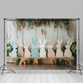 Lofaris Decorative Wooden Rabbit Statues Carrots Backdrop