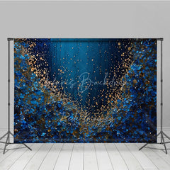 Lofaris Deep Blue and Gold Glitter Abstract Photography Backdrop Luxurious Shimmering Texture for Portraits