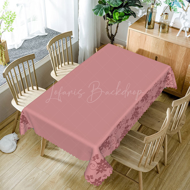 Lofaris Deep Purple Flower Lace Edging Elegant Tablecloth