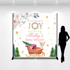 Lofaris Deer Floral Trees Custom Name Baby Shower Backdrop