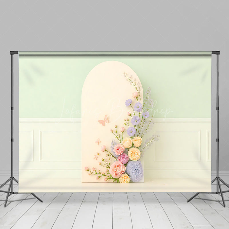 Lofaris Delicate Floral Boho Green Wall Wedding Backdrop