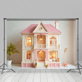Lofaris Delicate Pink White Toy House Lamp Dreamy Backdrop