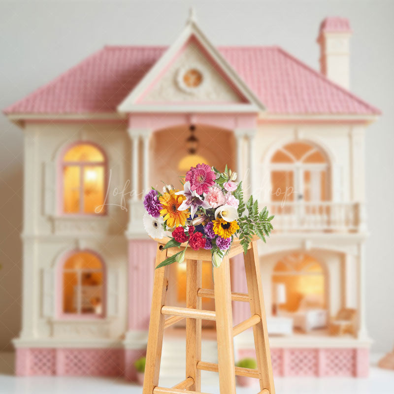 Lofaris Delicate Pink White Toy House Lamp Dreamy Backdrop