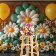 Lofaris Delicate Yellow Spring Blooms Cake Smash Backdrop