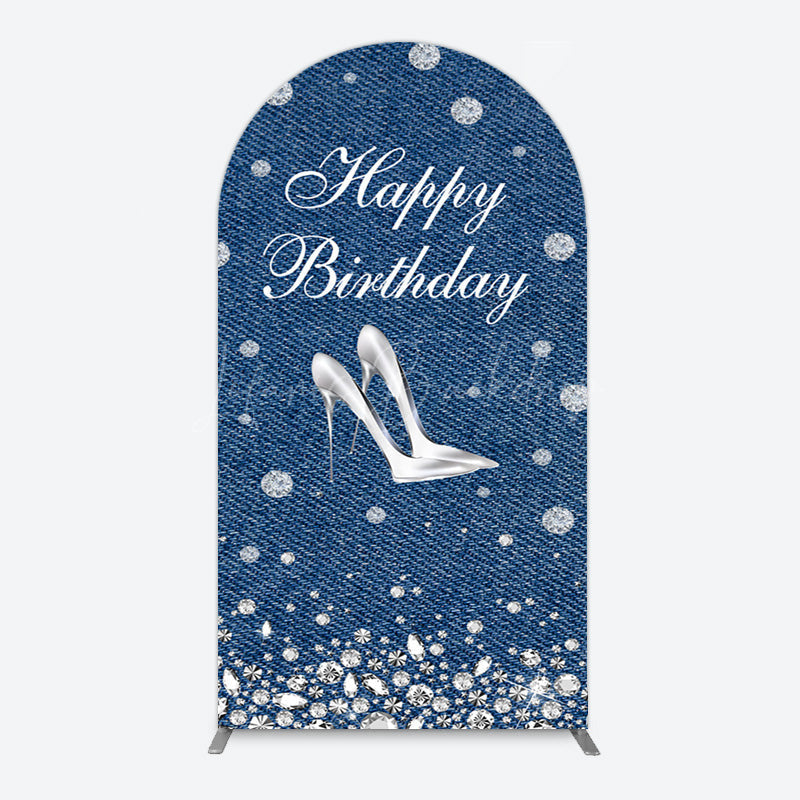 Lofaris Denim Diamond High Heel Happy Birthday Arch Backdrop