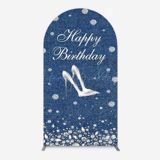 Lofaris Denim Diamond High Heel Happy Birthday Arch Backdrop