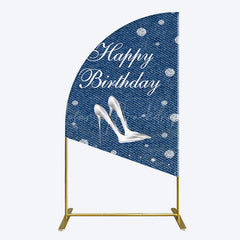 Lofaris Denim Diamond High Heel Happy Birthday Half Moon Arch Backdrop