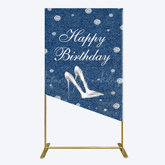 Lofaris Denim Diamond High Heel Happy Birthday Rectangle Backdrop