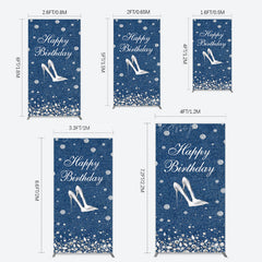 Lofaris Denim Diamond High Heel Happy Birthday Rectangle Backdrop