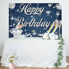 Lofaris Denim Diamonds High Heel Happy Birthday Backdrop