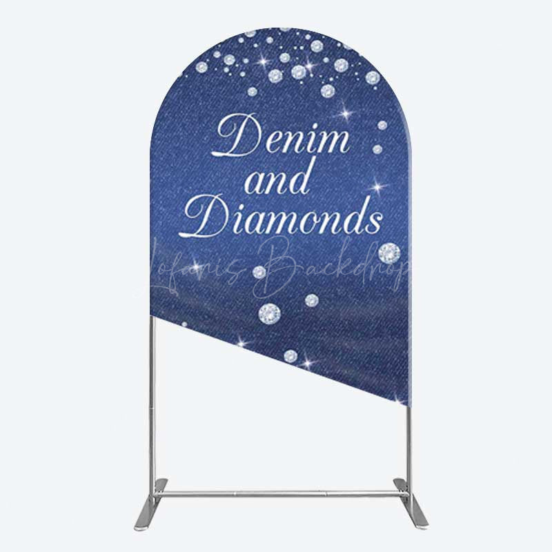Lofaris Denim Diamonds Navy Blue Birthday Arch Backdrop