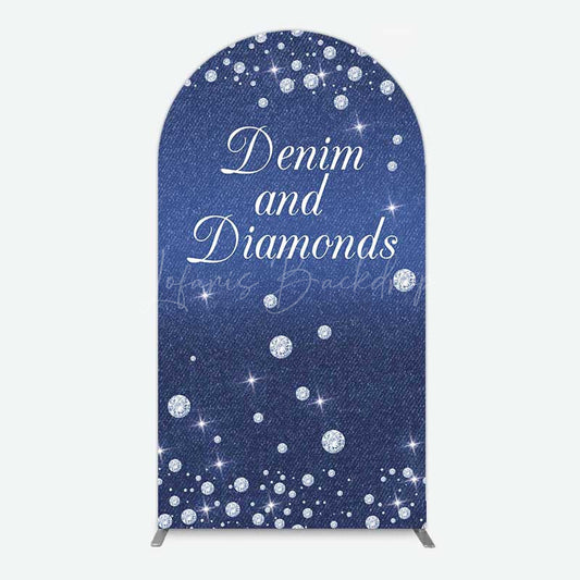 Lofaris Denim Diamonds Navy Blue Birthday Arch Backdrop
