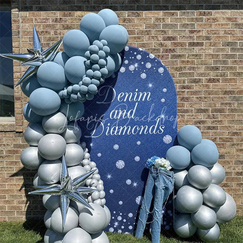 Lofaris Denim Diamonds Navy Blue Birthday Arch Backdrop