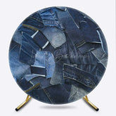 Lofaris Denim Random Splicing Round Birthday Backdrop