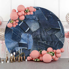 Lofaris Denim Random Splicing Round Birthday Backdrop
