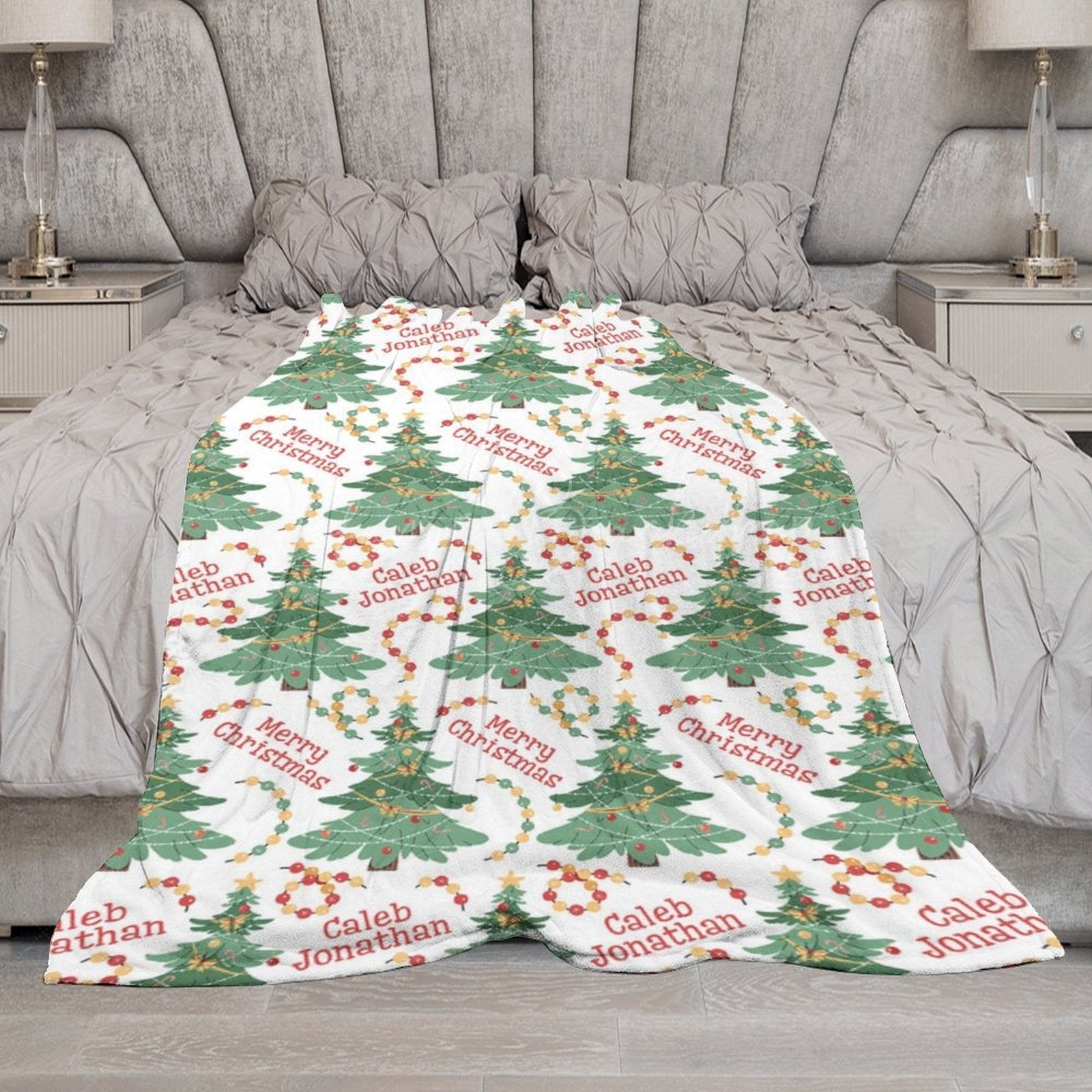 Lofaris Dense Christmas Trees Personalized Name Blanket