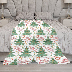 Lofaris Dense Christmas Trees Personalized Name Blanket