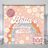 Lofaris Dense Floral Groovy Custom Name Birthday Backdrop