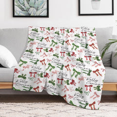 Lofaris Dense Green Red Pink Bow Tie Custom Name Blanket