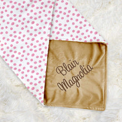 Lofaris Dense Pink Polka Dots Minky Baby Blanket For Girls