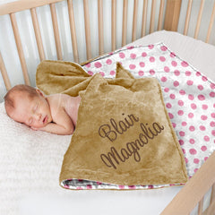 Lofaris Dense Pink Polka Dots Minky Baby Blanket For Girls