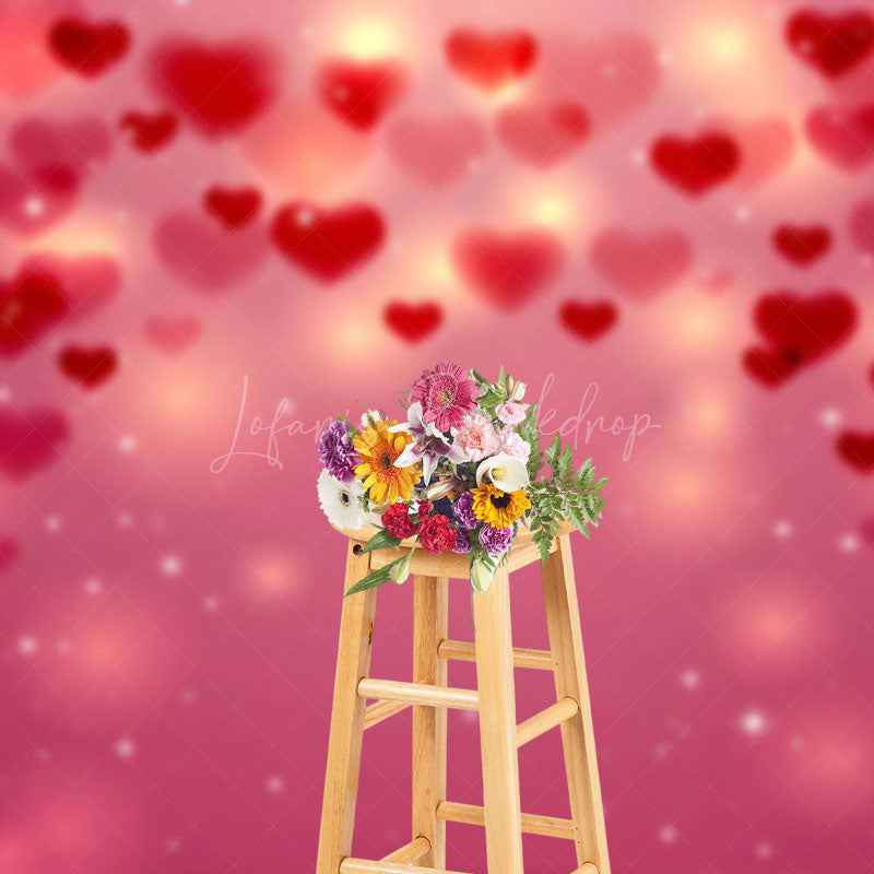 Lofaris Dense Red Heart Romantic Vibe Valentines Day Backdrop