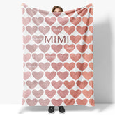 Lofaris Dense Romantic Pink Heart Custom Family Name Blanket