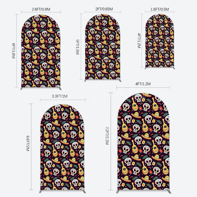 Lofaris Dense Skull Guitar Day Of The Dead Arch Backdrop
