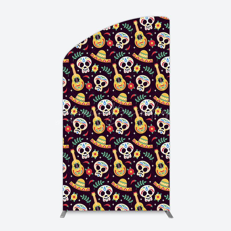 Lofaris Dense Skull Guitar Day Of The Dead Arch Backdrop