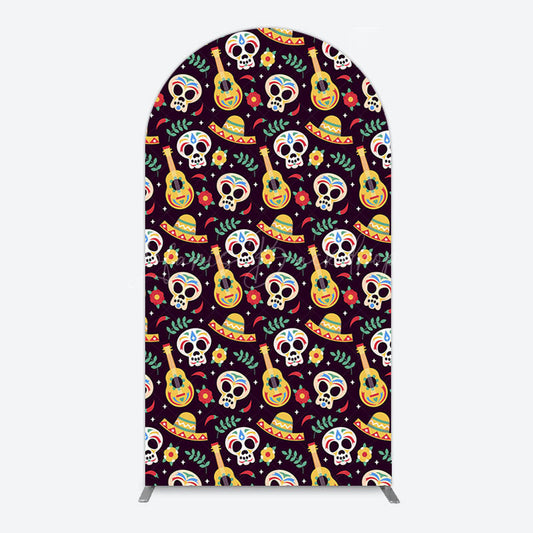 Lofaris Dense Skull Guitar Day Of The Dead Arch Backdrop