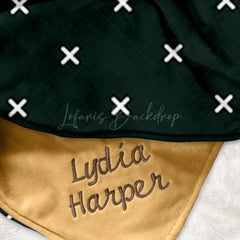 Lofaris Dense White Fork Print Navy Green Minky Baby Blanket