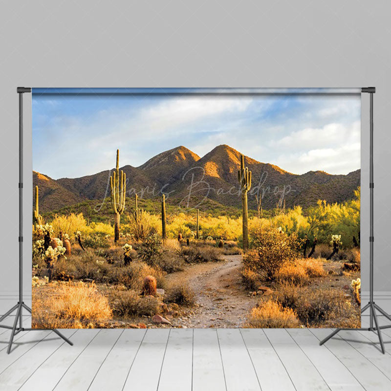 Lofaris Desert Gobi Cactus Mountain Sky Photography Backdrop