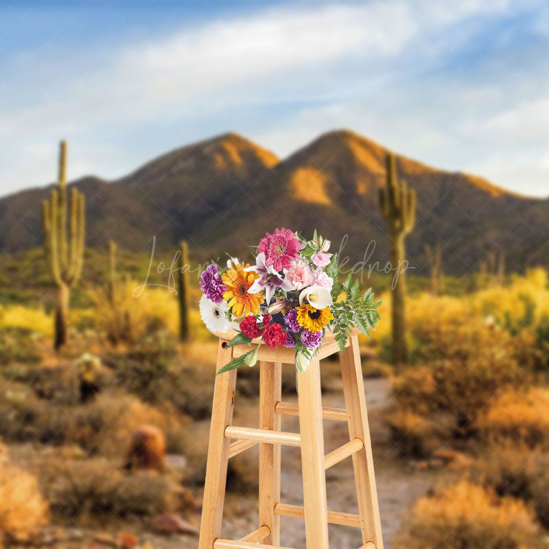 Lofaris Desert Gobi Cactus Mountain Sky Photography Backdrop