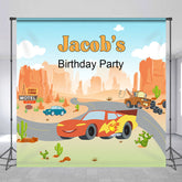 Lofaris Desert Road Car Custom Name Birthday Party Backdrop