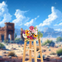 Lofaris Desert Ruins Mountain Blue Sky Scene Photo Backdrop