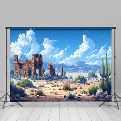 Lofaris Desert Ruins Mountain Blue Sky Scene Photo Backdrop