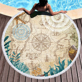 Lofaris Desert Treasure Map Grass Vibe Round Beach Towel