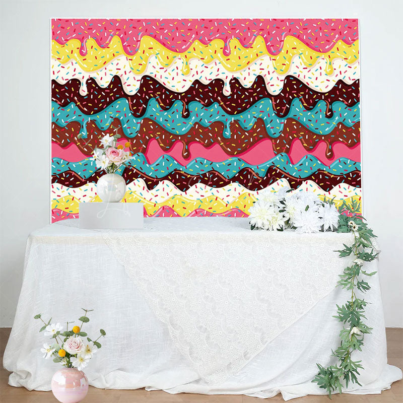 Lofaris Dessert Donut Frosting Sweet Happy Birthday Backdrop