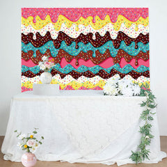 Lofaris Dessert Donut Frosting Sweet Happy Birthday Backdrop