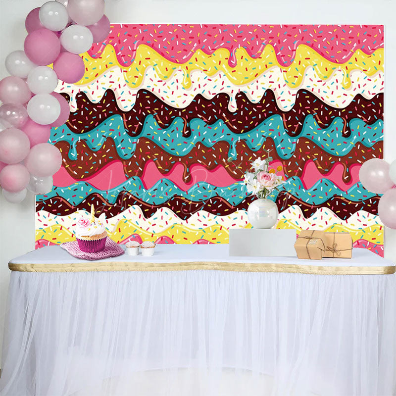 Lofaris Dessert Donut Frosting Sweet Happy Birthday Backdrop