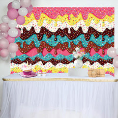 Lofaris Dessert Donut Frosting Sweet Happy Birthday Backdrop