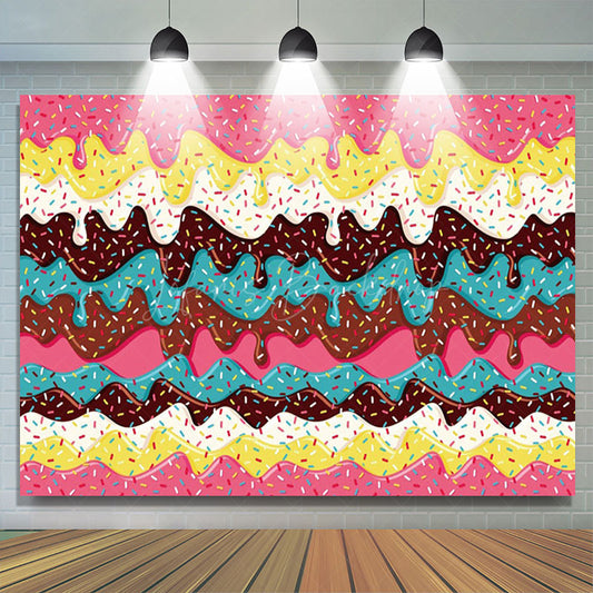 Lofaris Dessert Donut Frosting Sweet Happy Birthday Backdrop