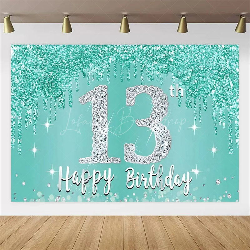 Lofaris Diamond 13th Birthday Backdrop,Glitter Party Decor Sparkling Teen Celebration Background