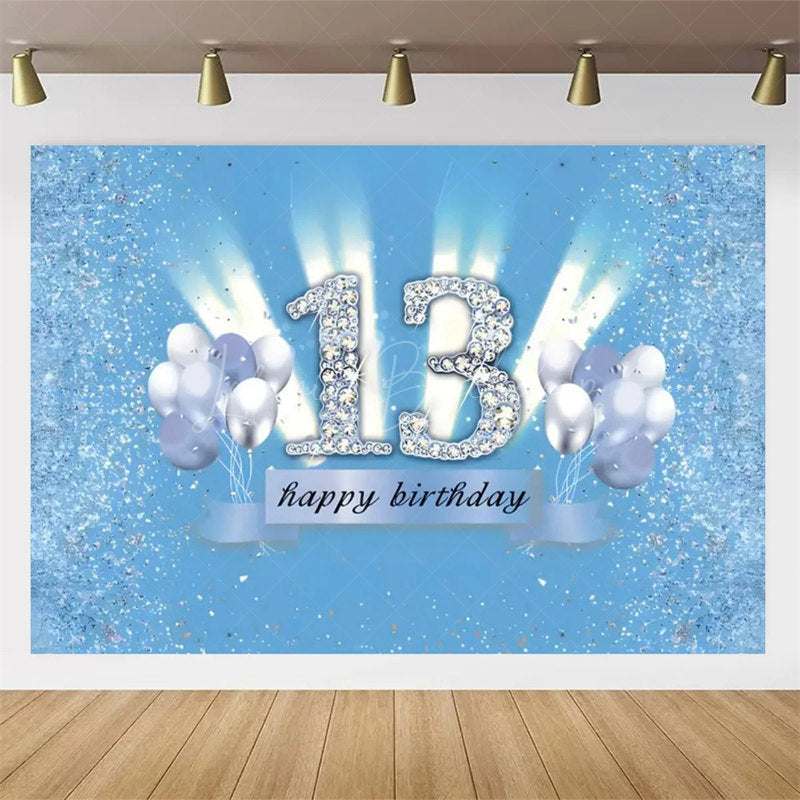 Lofaris Diamond 13th Birthday Backdrop,Glitter Party Decor Sparkling Teen Celebration Background